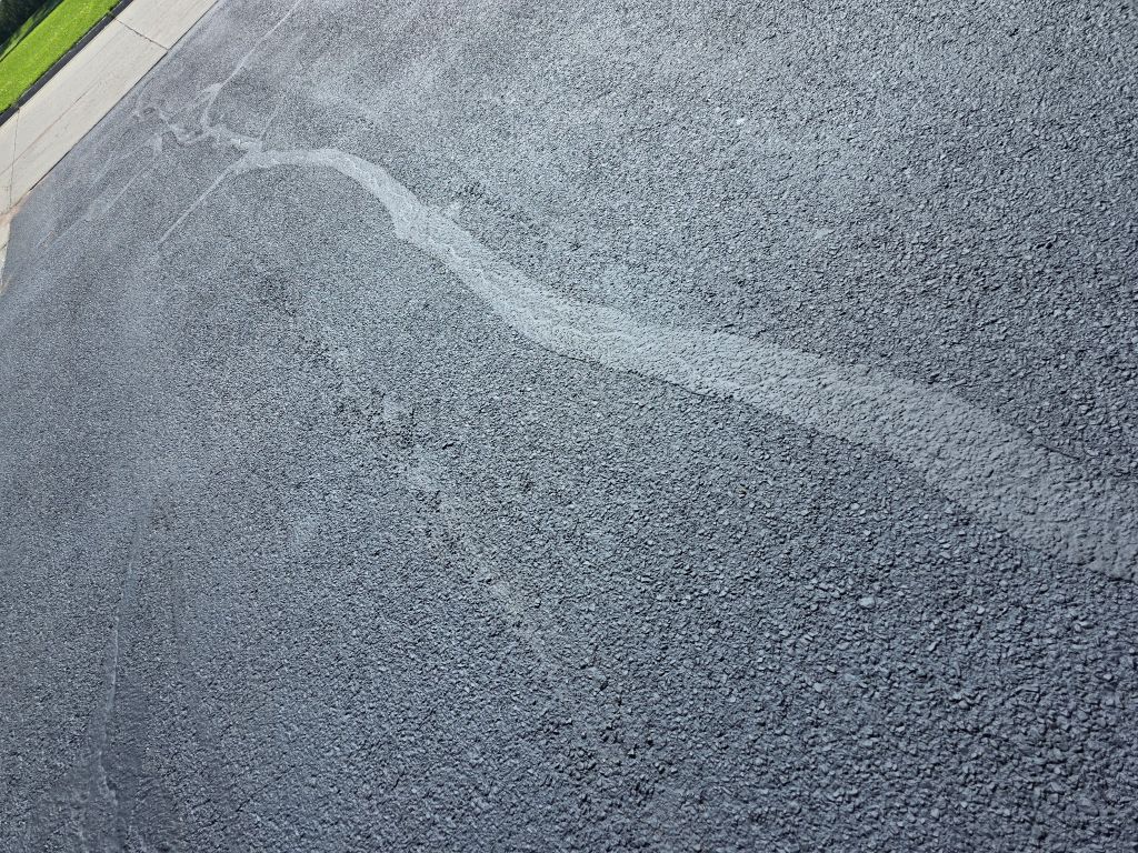 Rubberized crack fill close-up