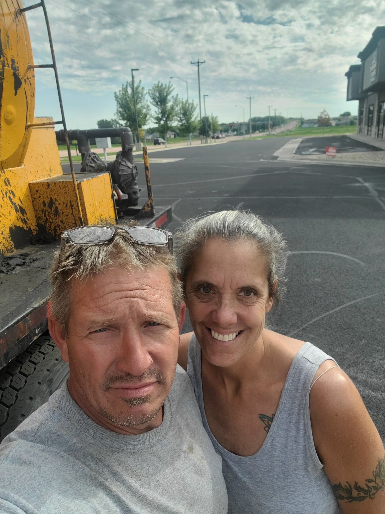 Chris Bolte and his wife on a job site